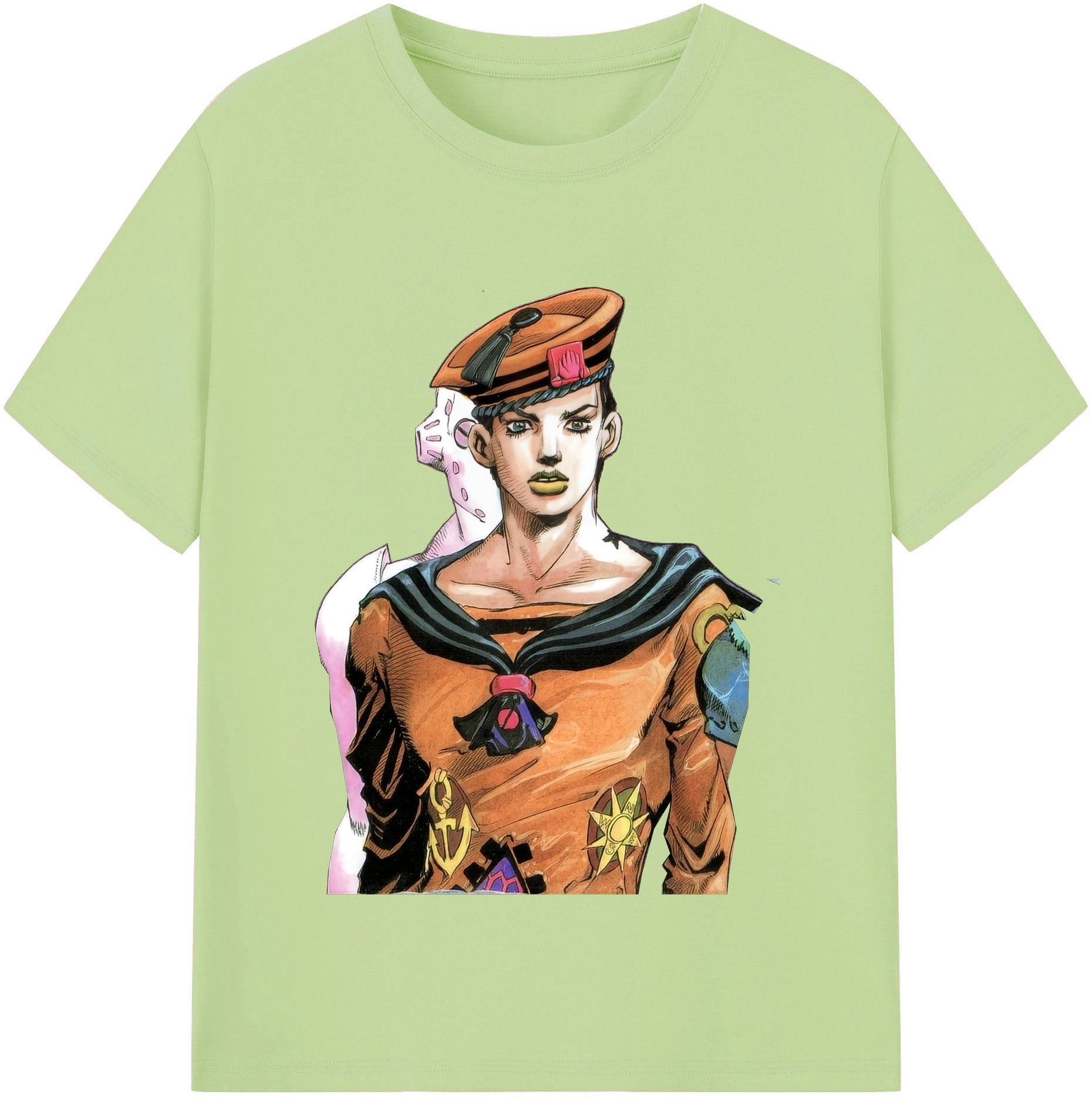 （画像用） ジョジョの奇妙な冒険 東方定助 JoJo's Bizarre Adventure Higashikata Josuke 綿100％半袖Tシャツ（フロントプリント）